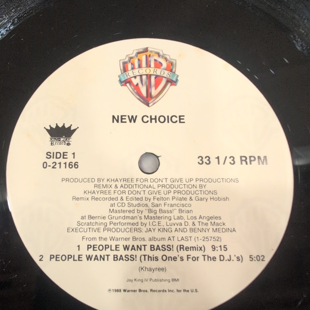 New Choice People Want Bass 12" Vinyl Maxi-Single 1988 Warner Bros 0-21166 VG - Picture 4 of 6